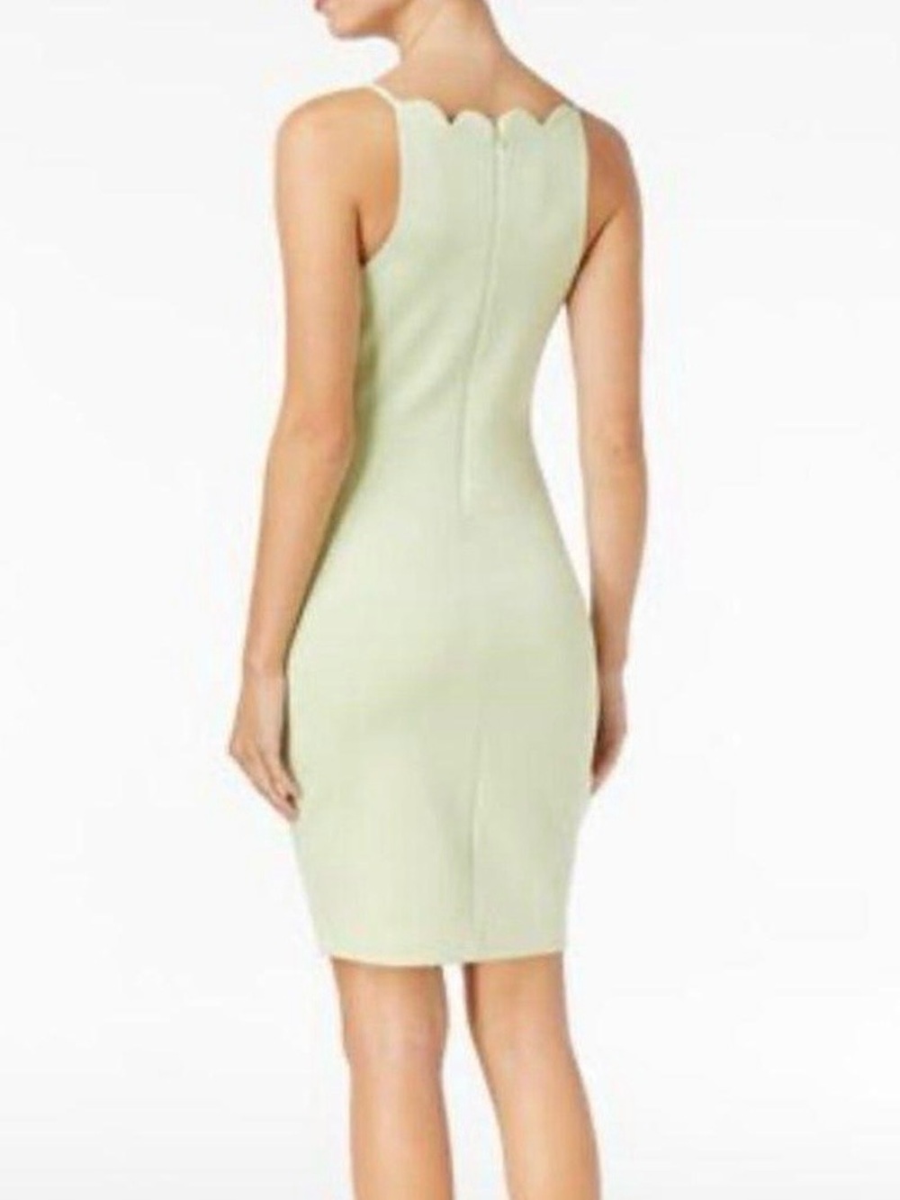 GUESS Light Mint Green Salina Scallop-Detail Bodycon Dress - Size XS